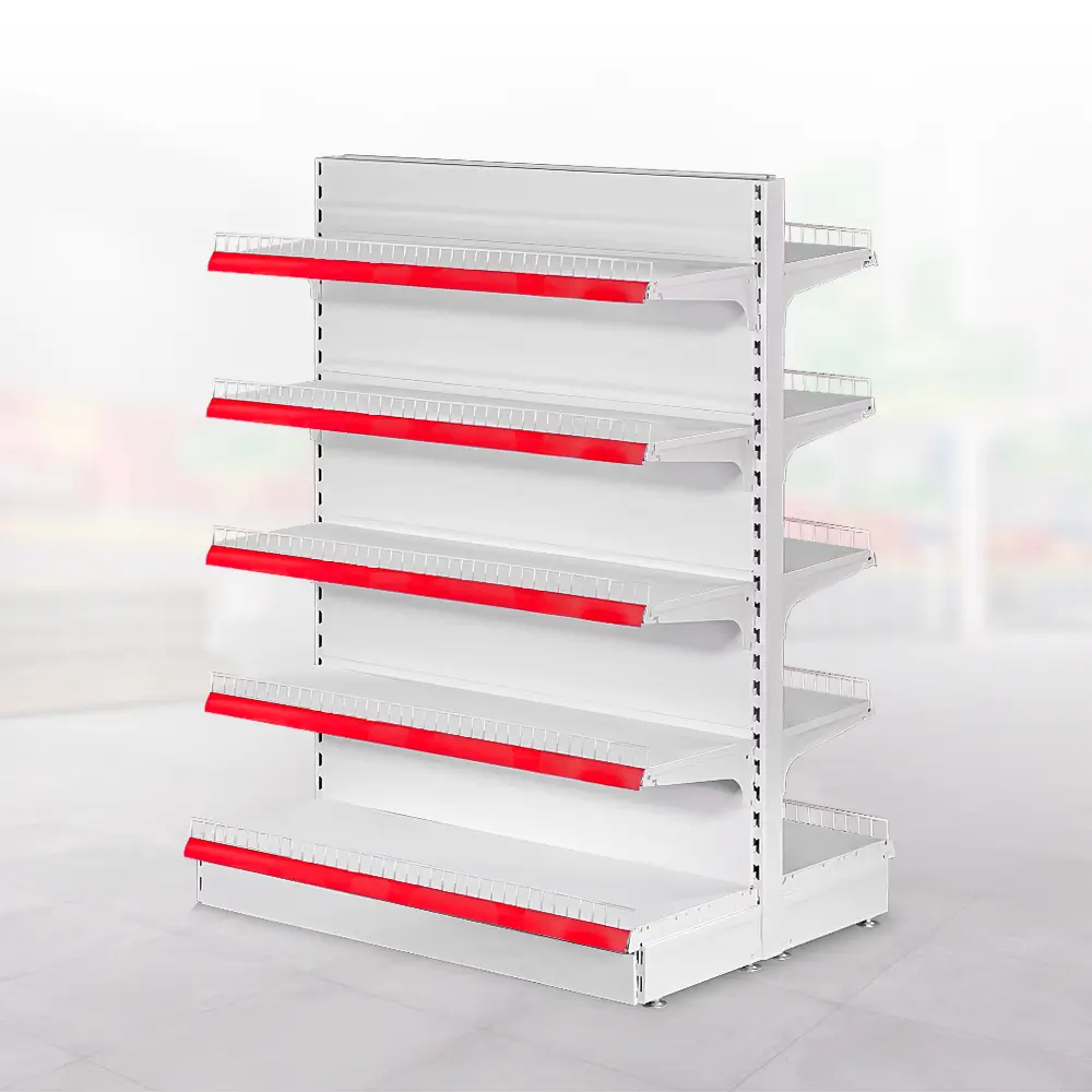 G&oacute;ndola met&aacute;lica central ideal para pasillos de alto tr&aacute;nsito